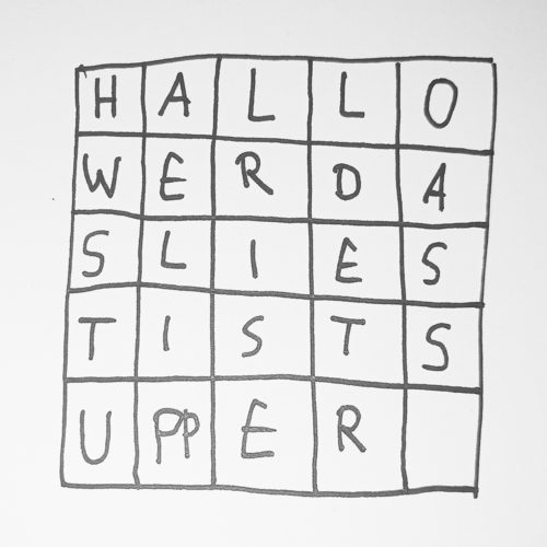 Buchstaben in Kästchen