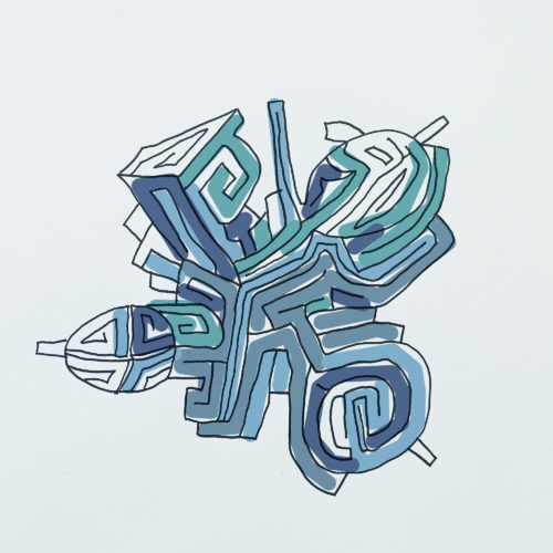 handgezeichnetes farbiges labyrinth-kunstwerk