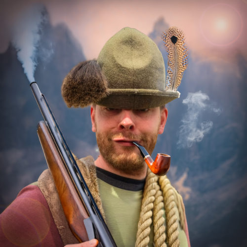 Foerb mit Jagdutensilien