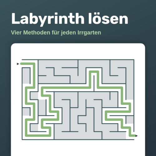 Labyrinth lösen – gelöstes Übungslabyrinth mit grünem Weg