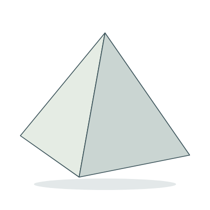 schattierte Ansicht einer Pyramide mit quadratischer Grundfläche