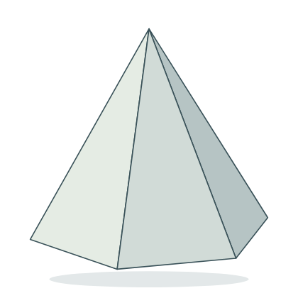 schattierte Ansicht einer Pyramide mit sechseckiger Grundfläche