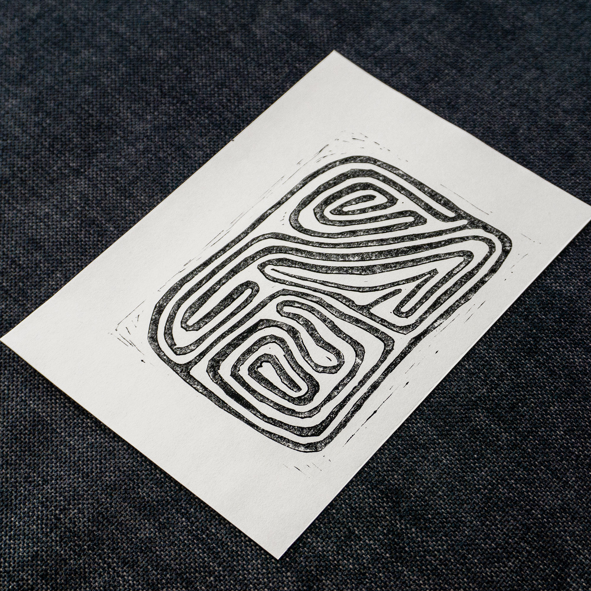 Linolschnitt Labyrinth II, Ansicht 2