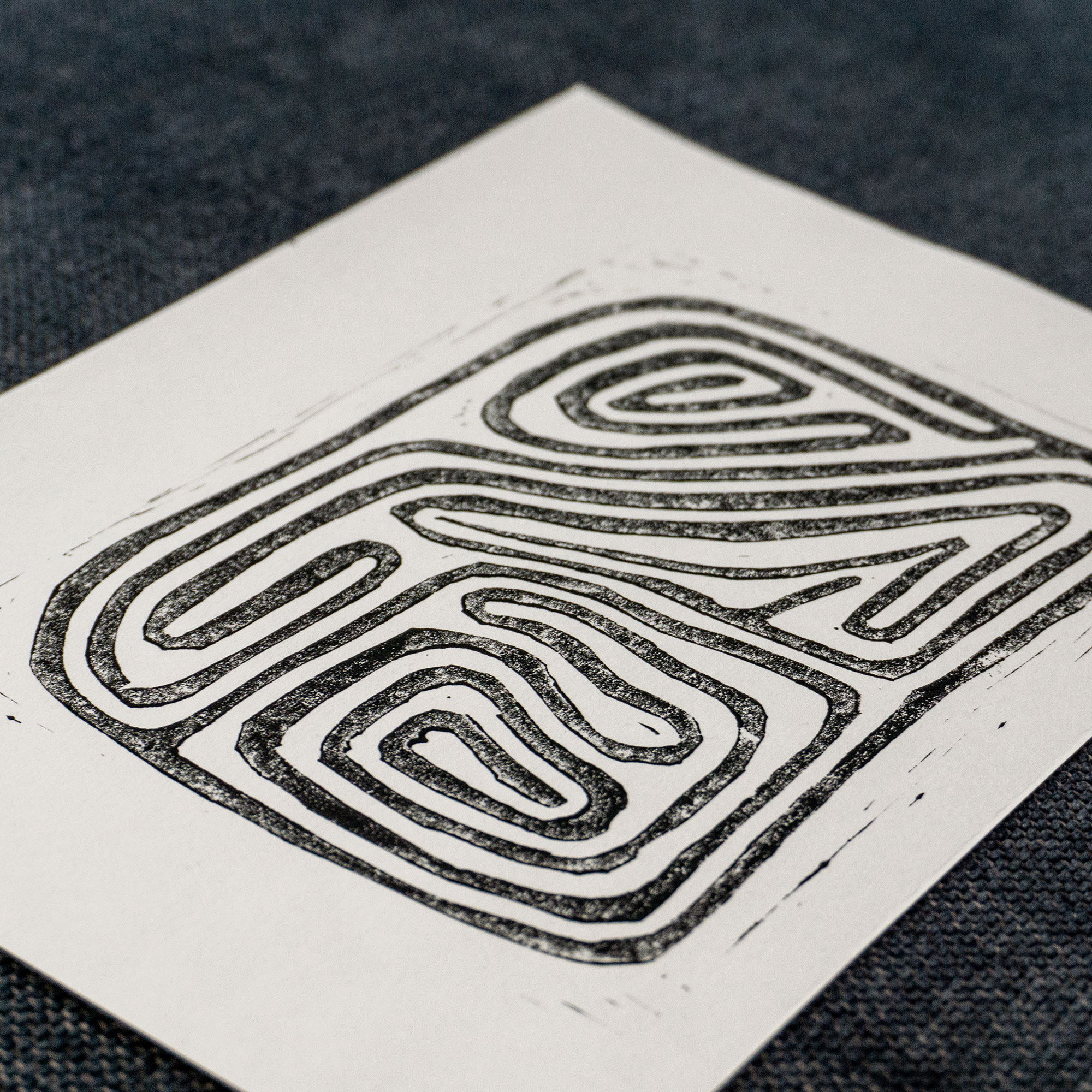 Linolschnitt Labyrinth II, Ansicht 3