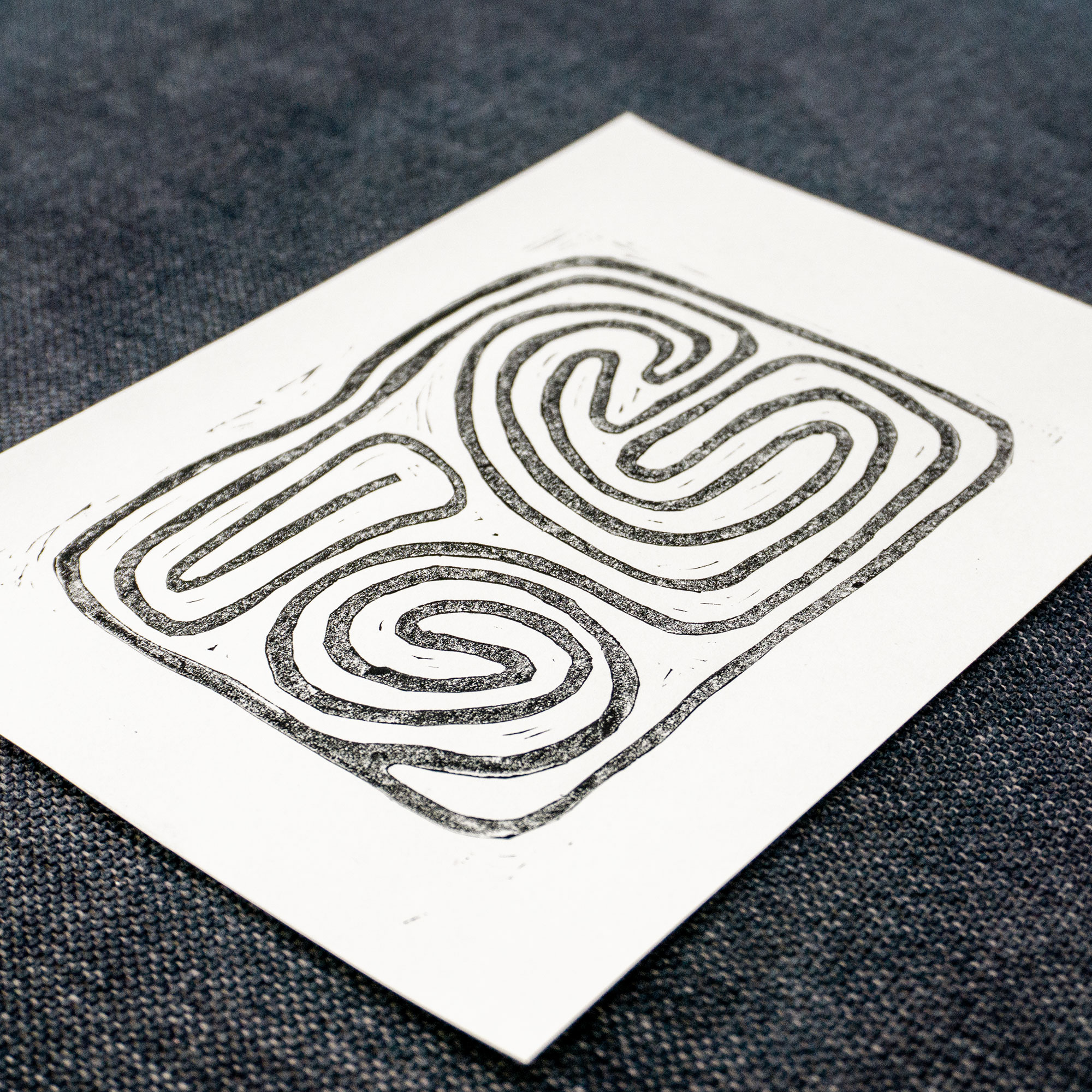 Linolschnitt Labyrinth III, Ansicht 2