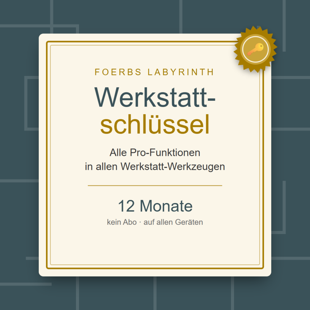 Werkstattschlüssel – alle Pro-Funktionen in allen Werkstatt-Werkzeugen, 12 Monate, kein Abo
